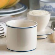 Le Bistro Butter Bell Crock - White with Blue Trim ' The Original Butter Bell crock   