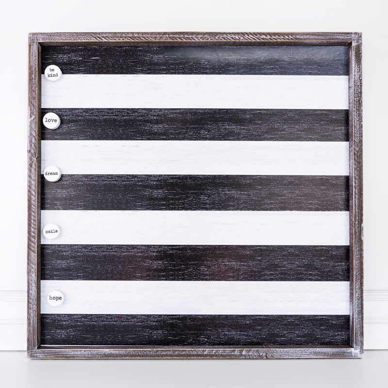 Wood Framed Magnet Board (Stripes), Black/White Adams Everyday Adams & Co.   