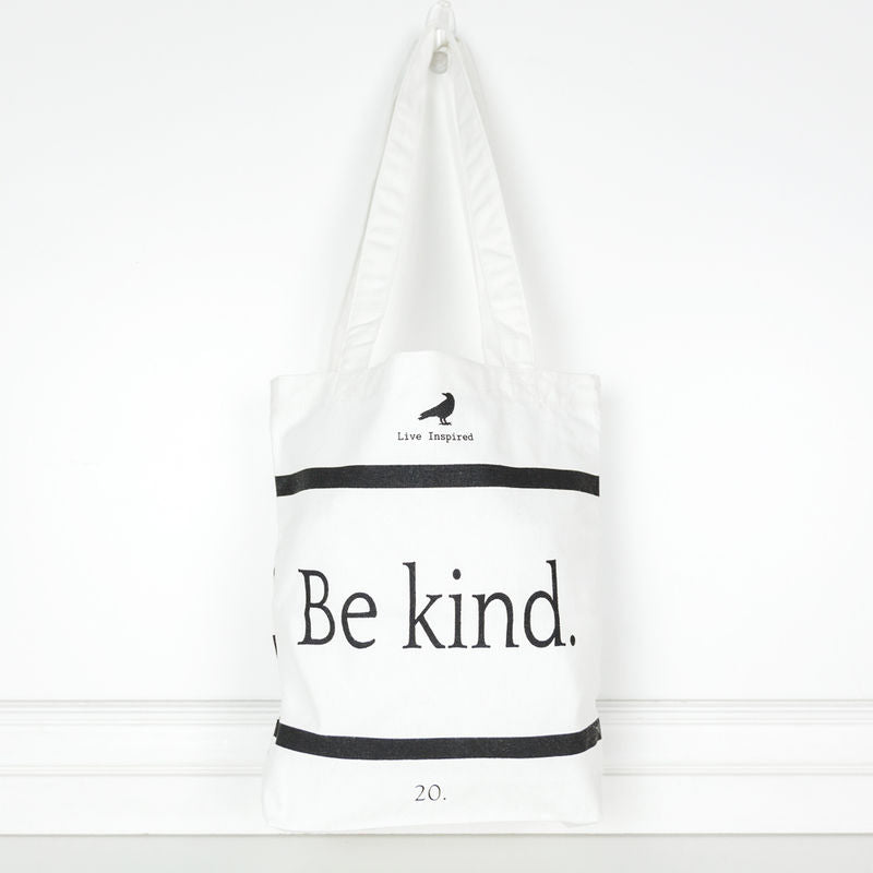 Canvas tote (Live Inspired, Be Kind), Black/White Adams Everyday Adams & Co.   
