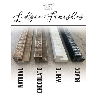 Wood tile stand Ledgie 5-piece set in natural, chocolate, white, and black finishes