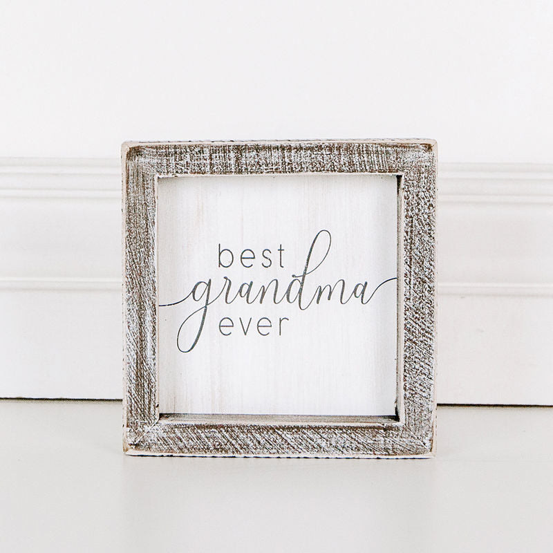 Wood Framed Sign (Best Grandma Ever) White/Gray Adams Everyday Adams & Co.   