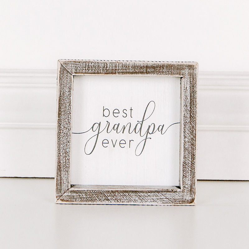 Wood Framed Sign (Best Grandpa Ever) White/Gray Adams Everyday Adams & Co.   