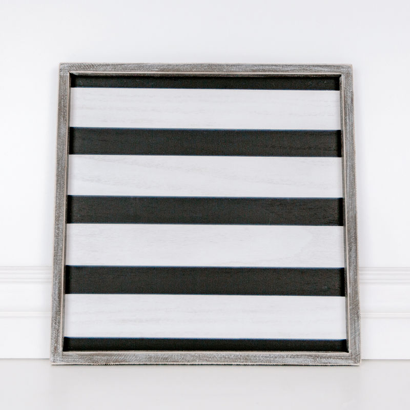 Wood Charger (Stripe) Black/White Adams Everyday Adams & Co.   
