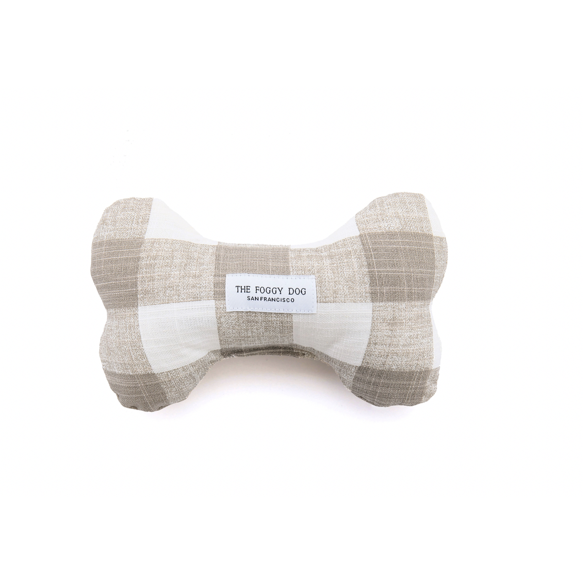 Warm Stone Gingham Dog Bone Squeaky Toy  The Foggy Dog   