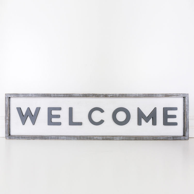 Wood Framed Double-Sided Sign (Welcome) White/Black/Grey Adams Everyday Adams & Co.   