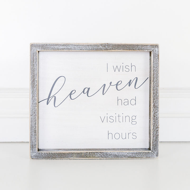 Wood Framed Sign (Visiting Hours) White/Gray Adams Everyday Adams & Co.   