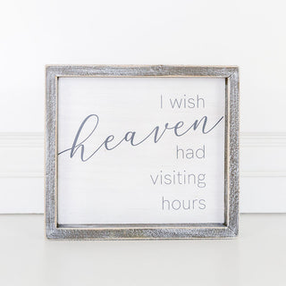 Wood Framed Sign (Visiting Hours) White/Gray Adams Everyday Adams & Co.   