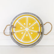Wood Shiplap Tray (Lemon) White/Yellow Adams Summer Adams & Co.   