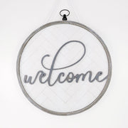Reversible Round Wood Hang Framed Sign - Welcome - Lg Adams Ledgie Adams & Co.   