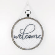 Reversible Round Wood Hang Framed Sign - Welcome - Sm Adams Ledgie Adams & Co.   