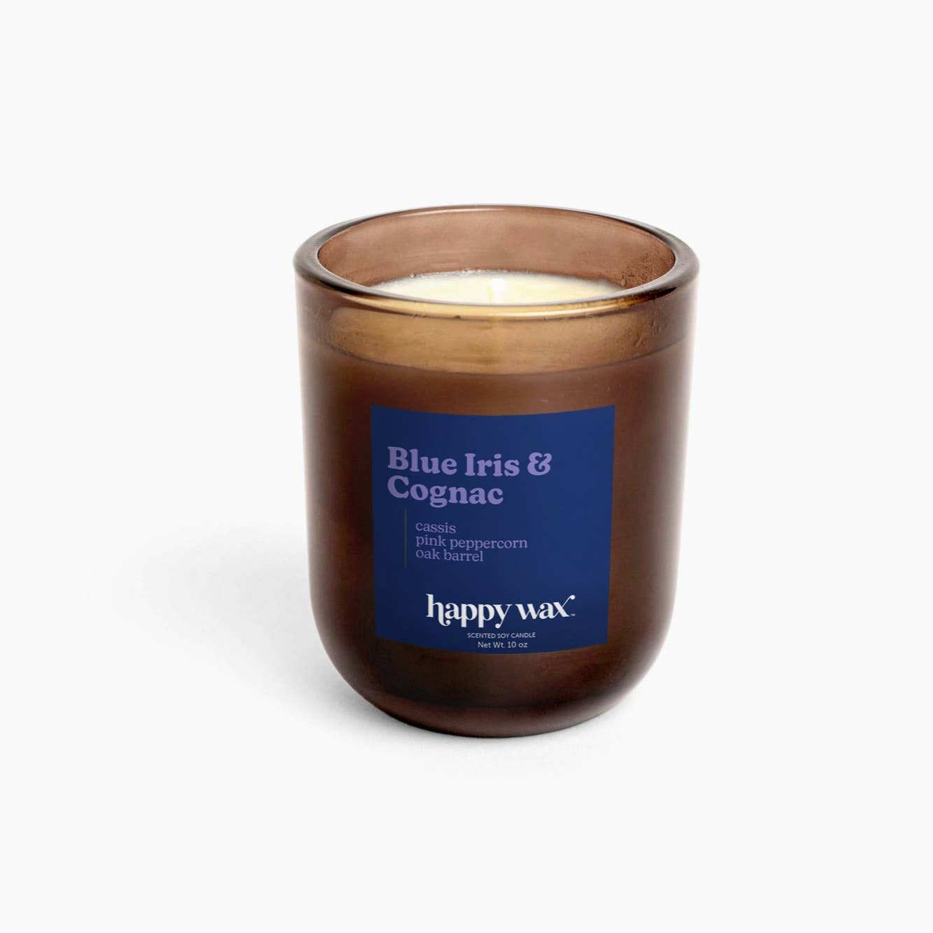 Blue Iris & Cognac Single Wick Candle  Happy Wax   