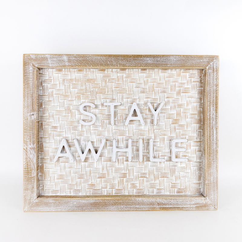 Bamboo Wood Sign "Stay Awhile" Adams Everyday Adams & Co.   