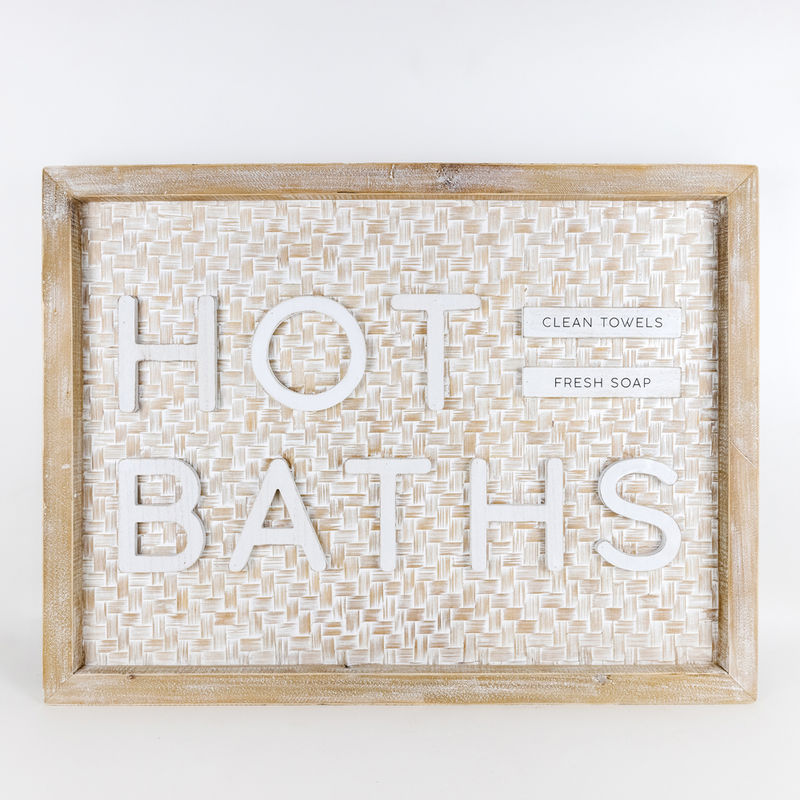 Bamboo Sign "Hot Baths" Adams Everyday Adams & Co.   