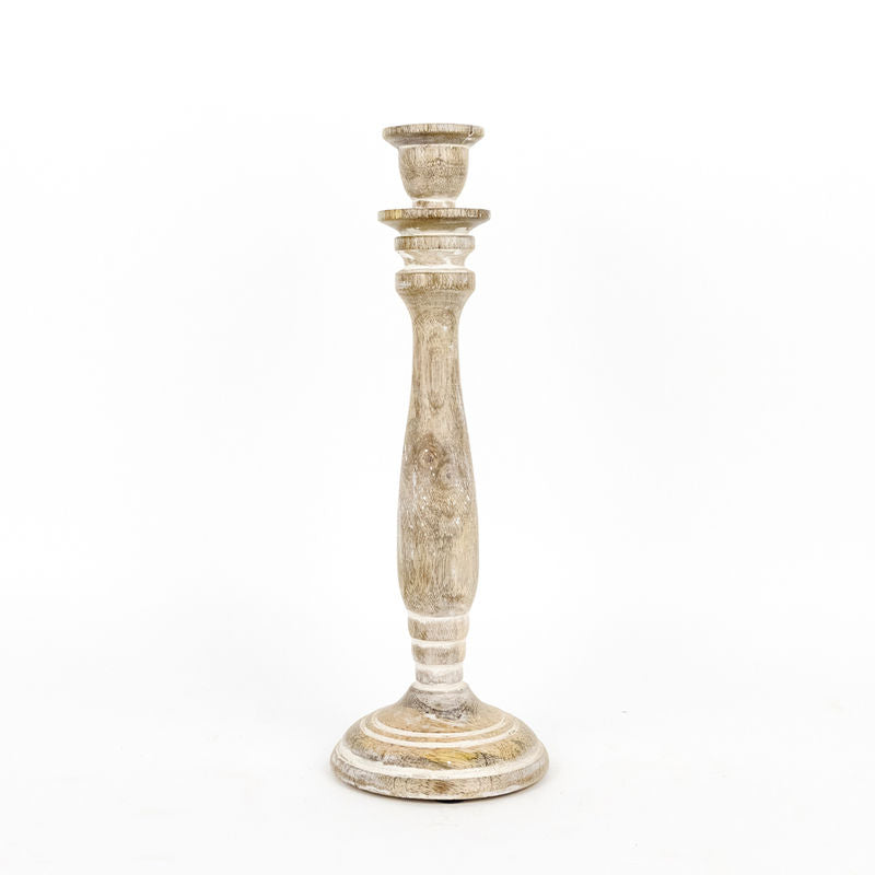 Mango Wood Candle Holder, Natural/White Adams Everyday Adams & Co.   