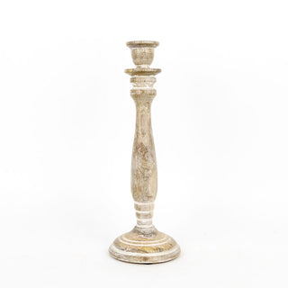 Mango Wood Candle Holder, Natural/White Adams Everyday Adams & Co.   
