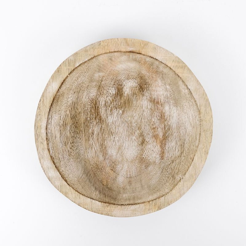 Adams & Co. 16 x 1.5 x 16 Mango Wood Round Tray, Natural/White