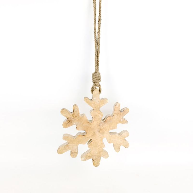 Mango Wood Ornament - Snowflake Adams Christmas Adams & Co.   