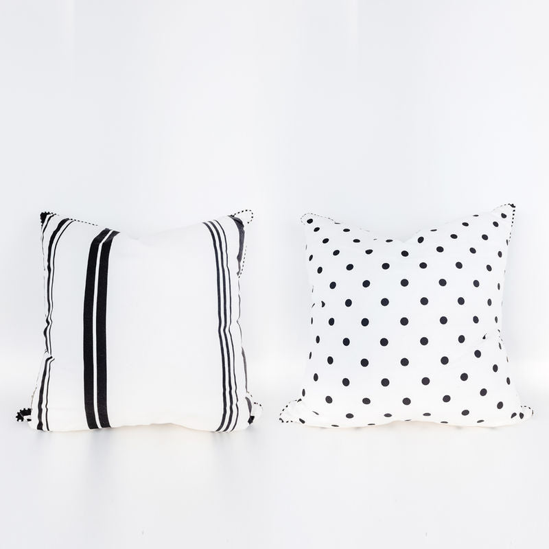 Reversible Pillow (Stripe/Polka) White/Black Adams Christmas Adams & Co.   
