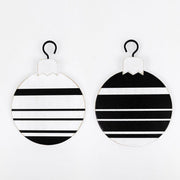 Double Sided Wood Ornament (Stripe) White/Black Adams Christmas Adams & Co.   