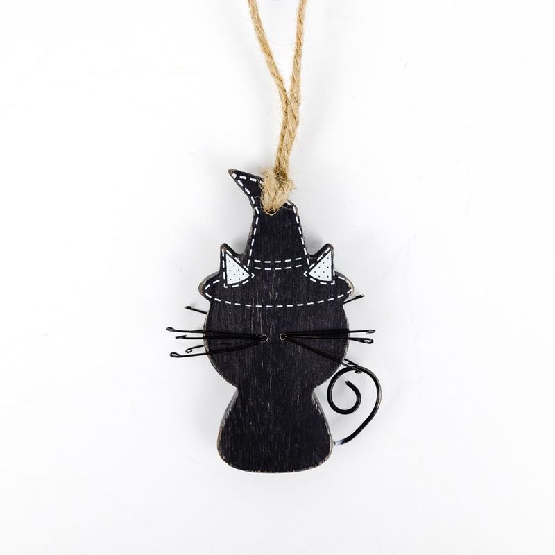 2.5" X 4" X .5" Reversible Wood Cutout Ornament - Cat +  Adams   