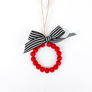 Wood Ornament With Beads (Wreath) Red/Black/White Adams Christmas Adams & Co.   