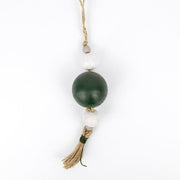 Wood Ornament With Tassel - Beads - Green/Gray Adams Christmas Adams & Co.   