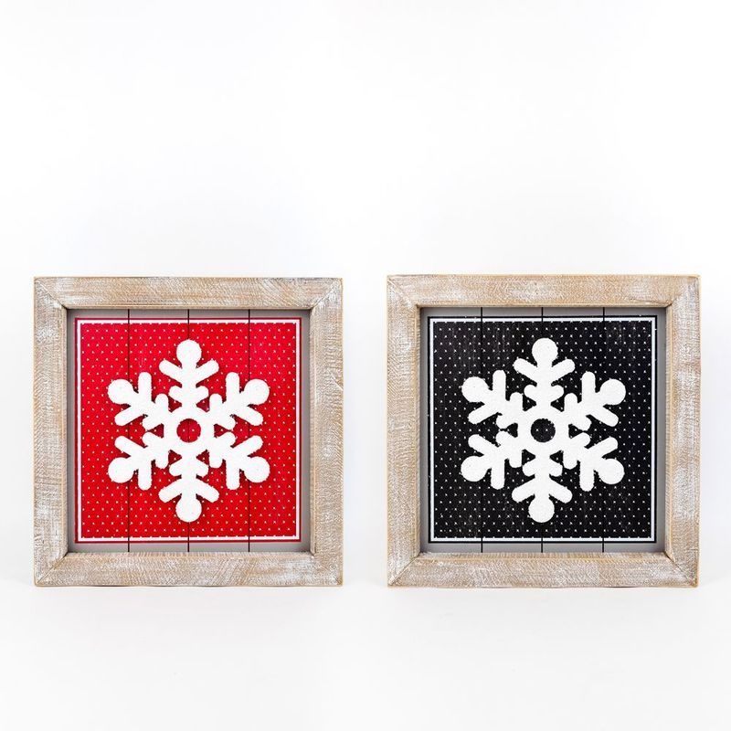Reversible Wood Framed Sign - Snowflake Adams Christmas Adams & Co.   