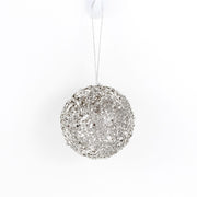 Jewel Ball Ornament, Silver 4" Adams Christmas Adams & Co.   