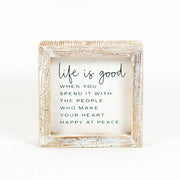 Wood Framed Sign (Life Is Good) White/Black Adams Everyday Adams & Co.   