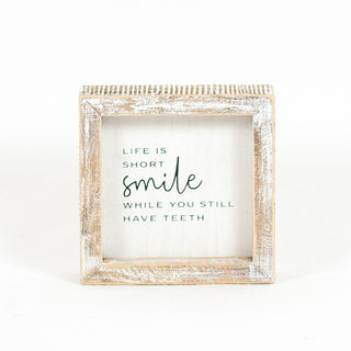 Wood Framed Sign "Life Is Short, Smile" Adams Everyday Adams & Co.   