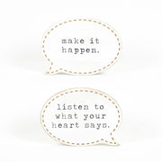Double Sided Wood Cutout "Listen Heart/Make Happen" Adams Everyday Adams & Co.   