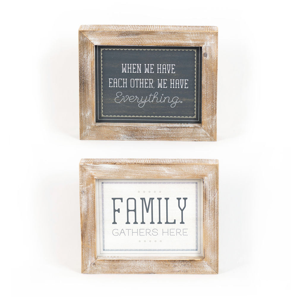 Reversible Wood Frame Sign - Family Gathers Here Adams Everyday Adams & Co.   