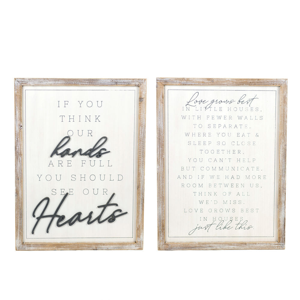 Reversible Wood Framed Sign (Hands & Hearts) Adams Everyday Adams & Co.   