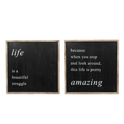 Reversible Wood Framed Sign (Lfe/Amzng) Black/White Adams Everyday Adams & Co.   