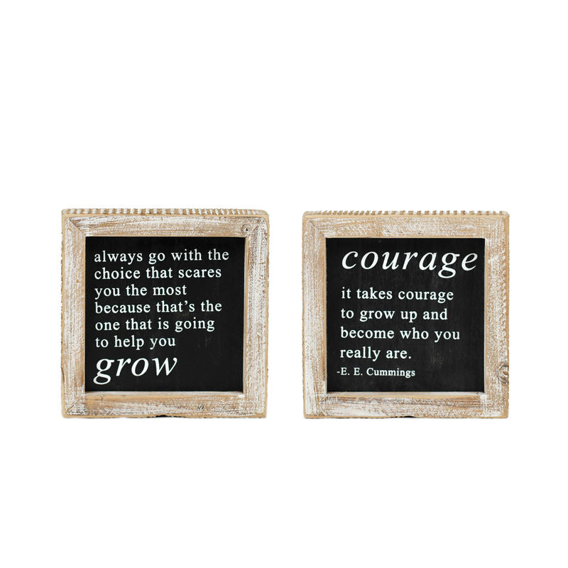 Reversible Wood Framed Sign (Courage/Grow) Adams Everyday Adams & Co.   