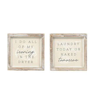 Reversible Wood Framed Sign - Laundry/Ironing Adams Everyday Adams & Co.   