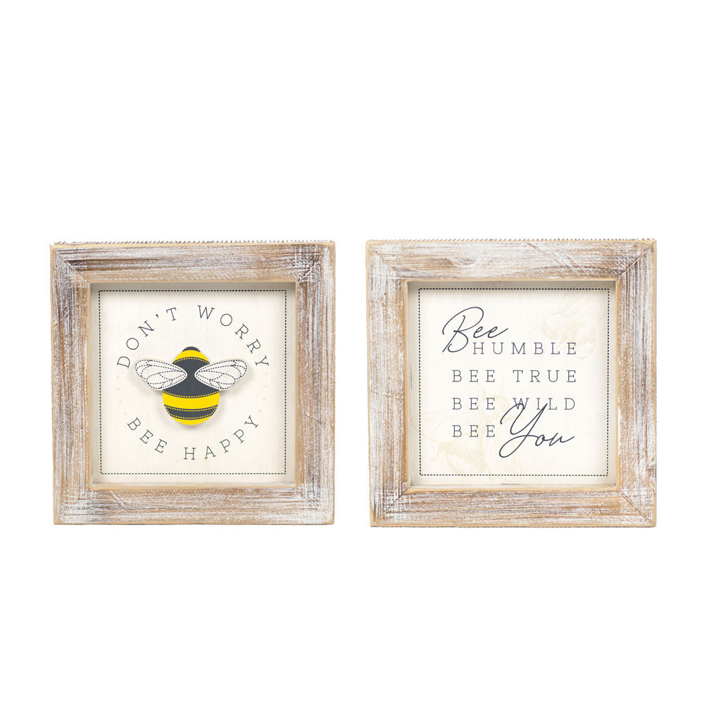 Reversible Wood Framed Sign - Bee Happy Adams Everyday Adams & Co.   