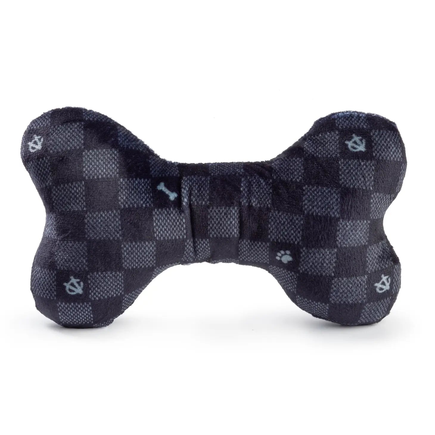 Black Checker Chewy Vuiton Bone Squeaker Dog Toy Dog Toys Haute Diggity Dog Small  