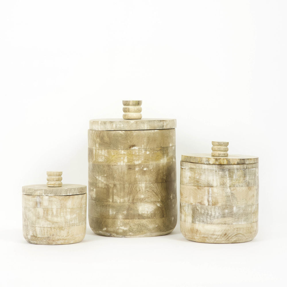 Mango Wood Nested Canisters S/3 Adams Everyday Adams & Co.   