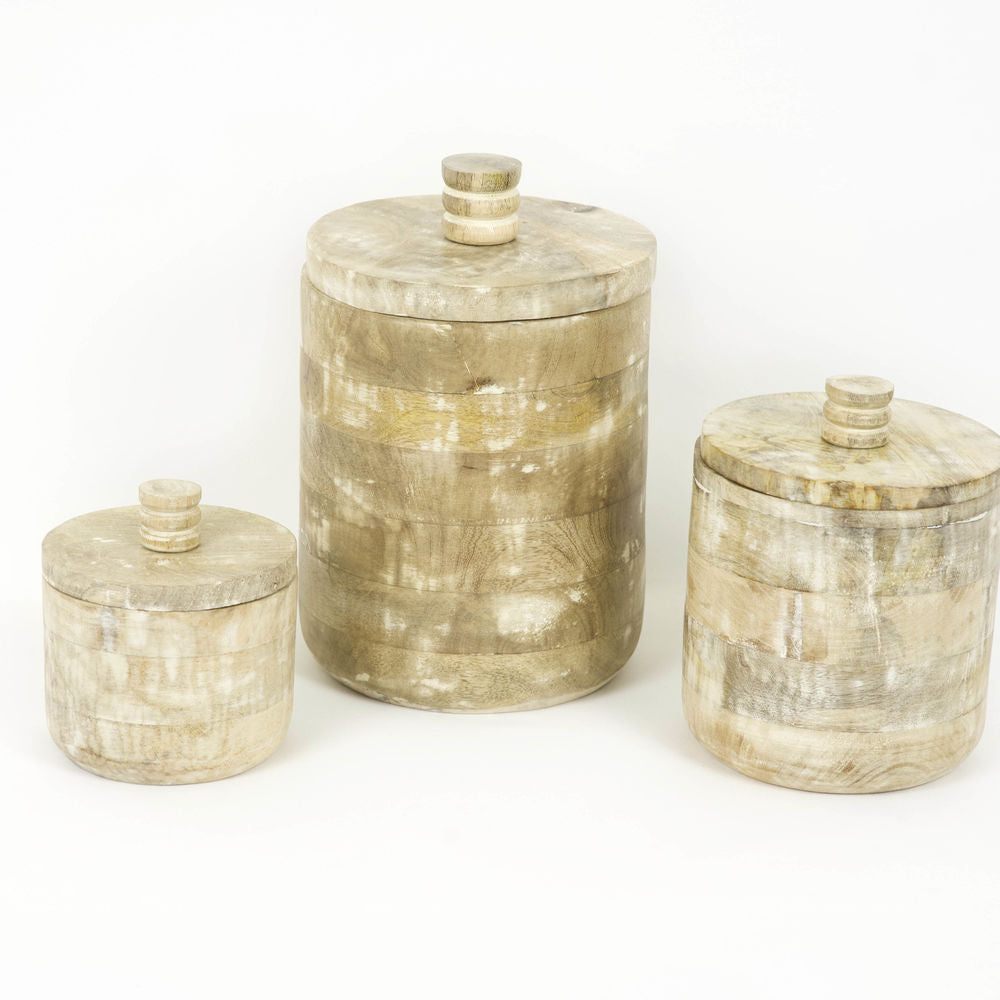 Mango Wood Nested Canisters S/3 Adams Everyday Adams & Co.   