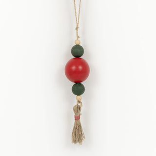 Wood Ornament W/Tassel (Beads) Red/Green/Natural Adams Everyday Adams & Co.   