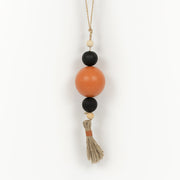 Wood Ornament W/Tassel (Beads) Orange/Black/Natural Adams Everyday Adams & Co.   