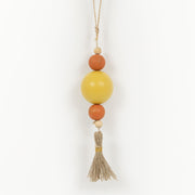 Wood Ornament W/Tassel (Beads) Yellow/Orange/Natural Adams Everyday Adams & Co.   