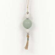 Wood Ornament W/Tassel (Beads) Green/White/Grey Adams Everyday Adams & Co.   