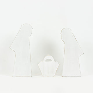 Wood Cutout S/3 (Nativity) White (Large) Adams Christmas Adams & Co.   