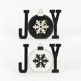 Chunky Wood Cutout w/Ornament (Joy) Reversible Adams Christmas Adams & Co.   