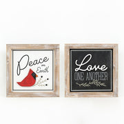 Reversible Wood Framed Sign (Cardinal Peace/Love) Adams Christmas Adams & Co.   