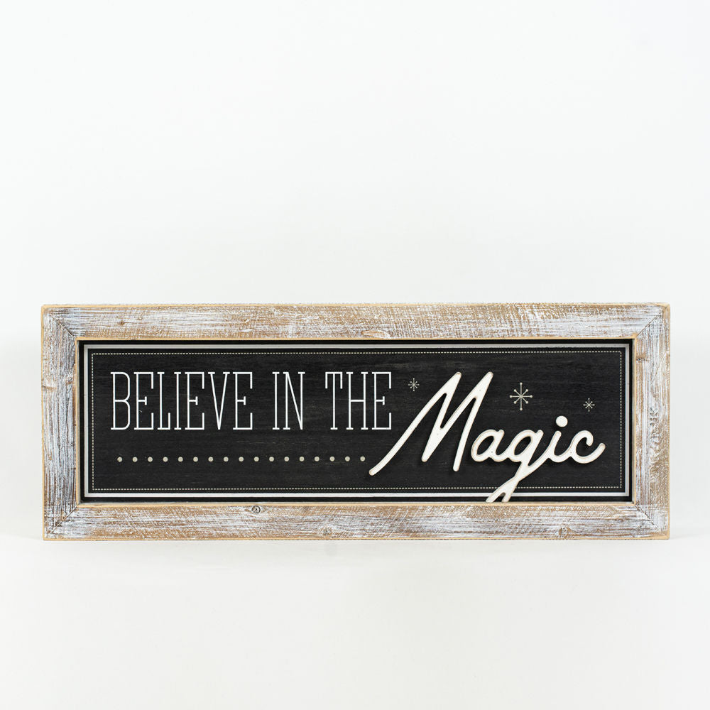 Reversible Wood Framed Sign (Magic/Happy) Adams Christmas Adams & Co.   