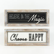 Reversible Wood Framed Sign (Magic/Happy) Adams Christmas Adams & Co.   