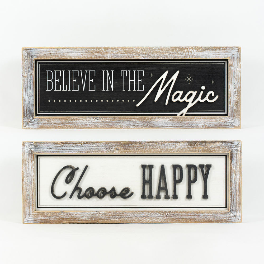 Reversible Wood Framed Sign (Magic/Happy) Adams Christmas Adams & Co.   